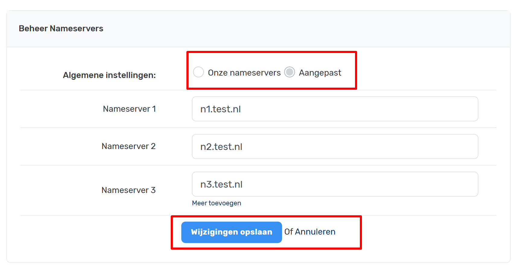 Domein contactinformatie voorbeeld