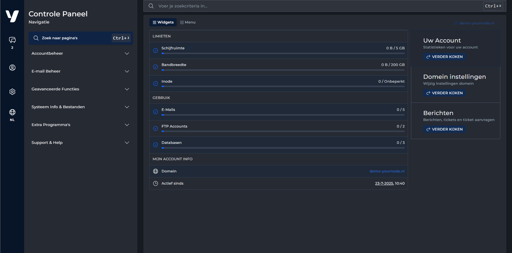 DirectAdmin inlogscherm
