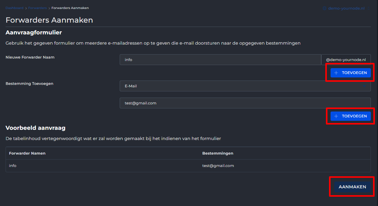 Forwarder toevoegen