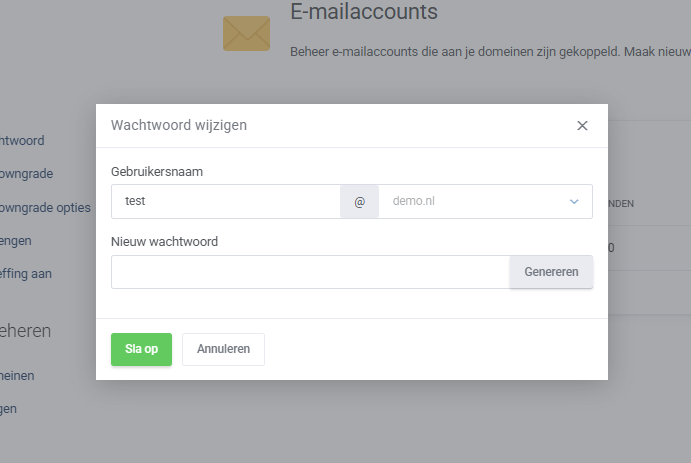 Wachtwoord wijzigen van e-mailaccount in Mijn YourNode